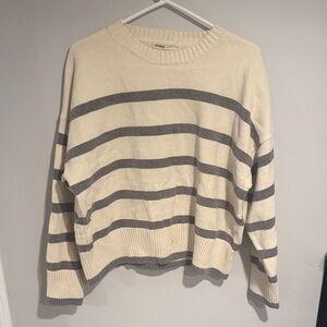 Striped Cream and Gray Sweater